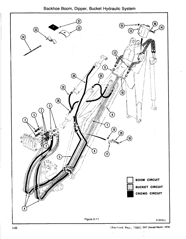 Схема запчастей Case DH7 - (5-22) - BACKHOE BOOM, DIPPER, BUCKET HYDRAULIC SYSTEM (35) - HYDRAULIC SYSTEMS