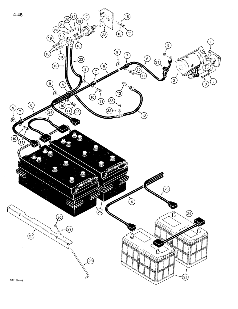 Схема запчастей Case 621 - (4-46) - STARTER, BATTERY, AND BATTERY CABLES (04) - ELECTRICAL SYSTEMS