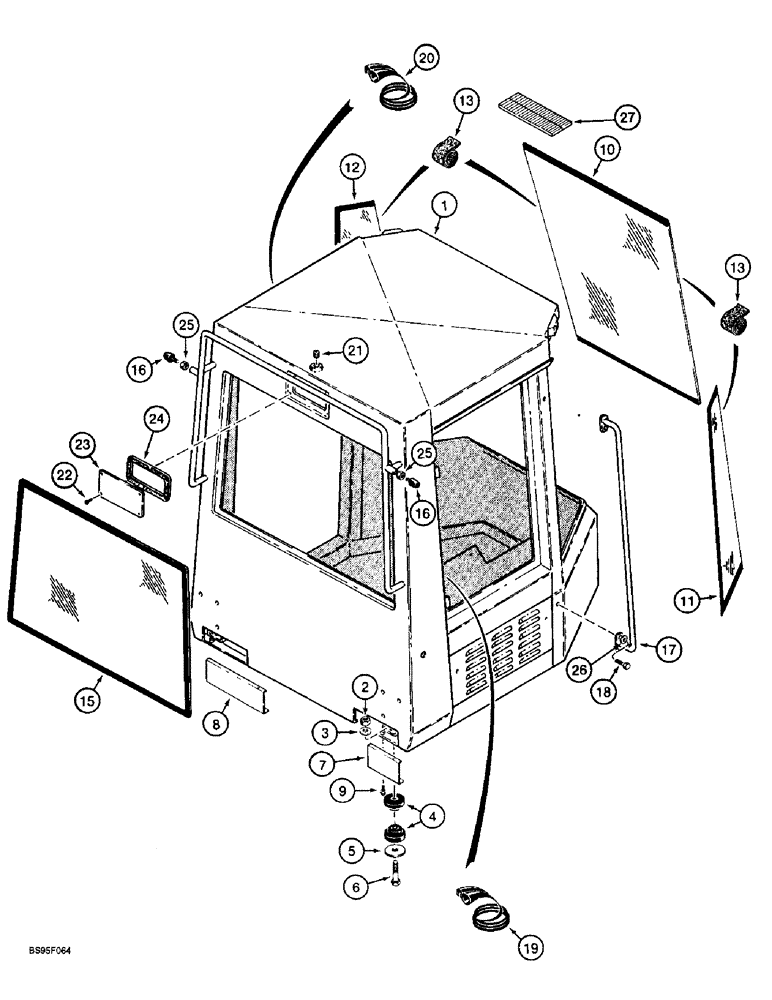 Схема запчастей Case 721B - (9-057A) - CAB MOUNTING AND GLASS - GRAY (09) - CHASSIS/ATTACHMENTS