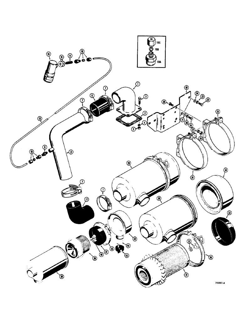 Схема запчастей Case 825 - (014) - AIR CLEANER AND RELATED PARTS (01) - ENGINE