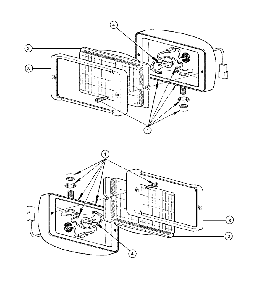 Схема запчастей Case 865 DHP - (4-048) - FRONT AND REAR HEADLIGHT COMPONENTS (04) - ELECTRICAL SYSTEMS