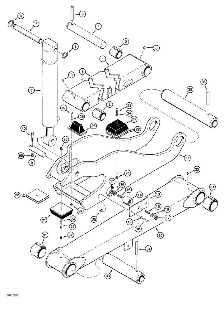 Схема запчастей Case 760 - (09-125A) - PLOW LIFT ARMS AND MOUNTING, P.I.N. JAF0104938 AND AFTER, PLOWS W/CLOSED LIFT CRADLE (ITEM 11) (89) - TOOLS