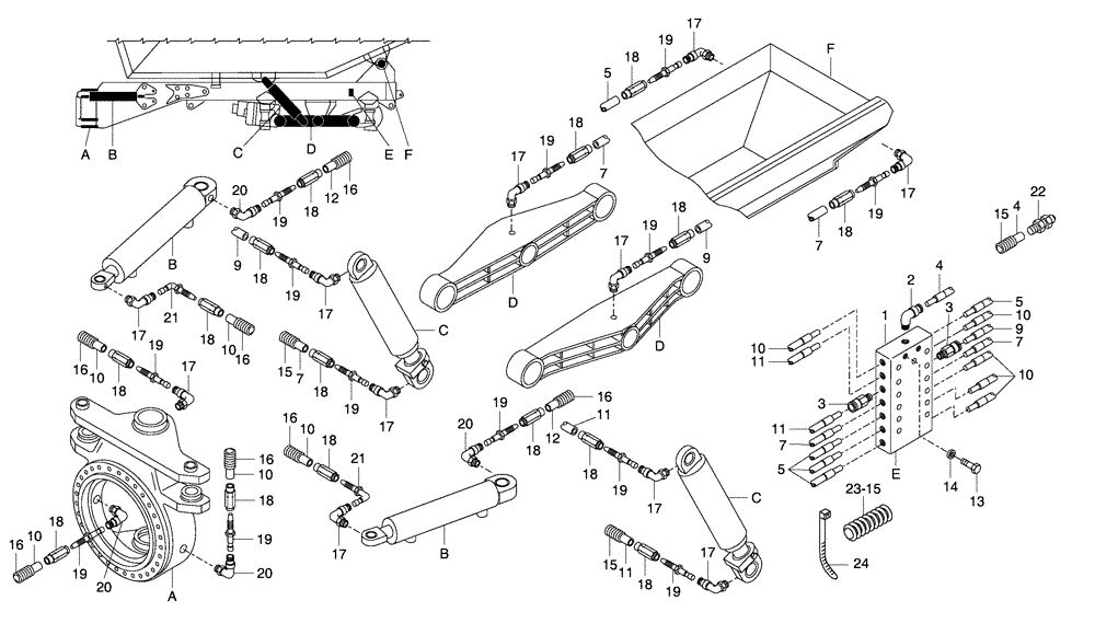 Схема запчастей Case 330 - (94A01010514[01]) - GREASING SYSTEM - REAR FRAME (19) - OPTIONS