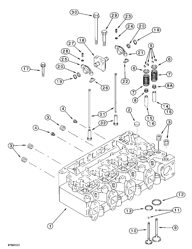 Схема запчастей Case 860 - (2-33A) - CYLINDER HEAD AND VALVE MECHANISM - 4T-390 EMISSIONS CERTIFIED ENGINE (02) - ENGINE