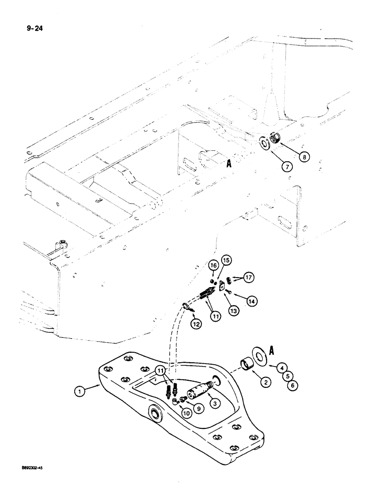 Схема запчастей Case W14C - (9-24) - TRUNNION AND LUBRICATION LINES (09) - CHASSIS/ATTACHMENTS