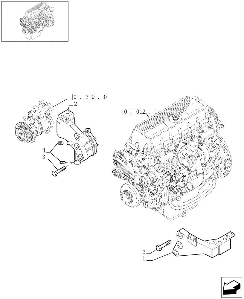 Схема запчастей Case F3AE0684D B001 - (0.42.93[01]) - MOTOR INTERFACE PARTS (504032828) 