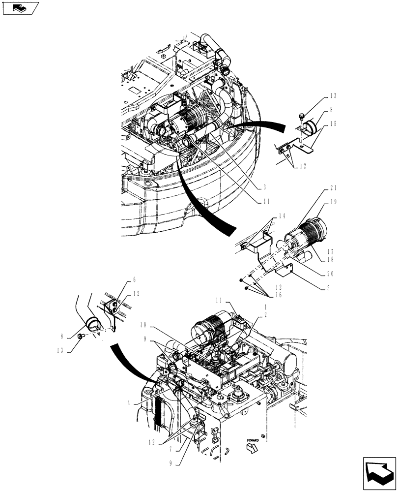 Схема запчастей Case CX55BMSR - (01-010[00]) - AIR CLEANER ASSY (10) - ENGINE