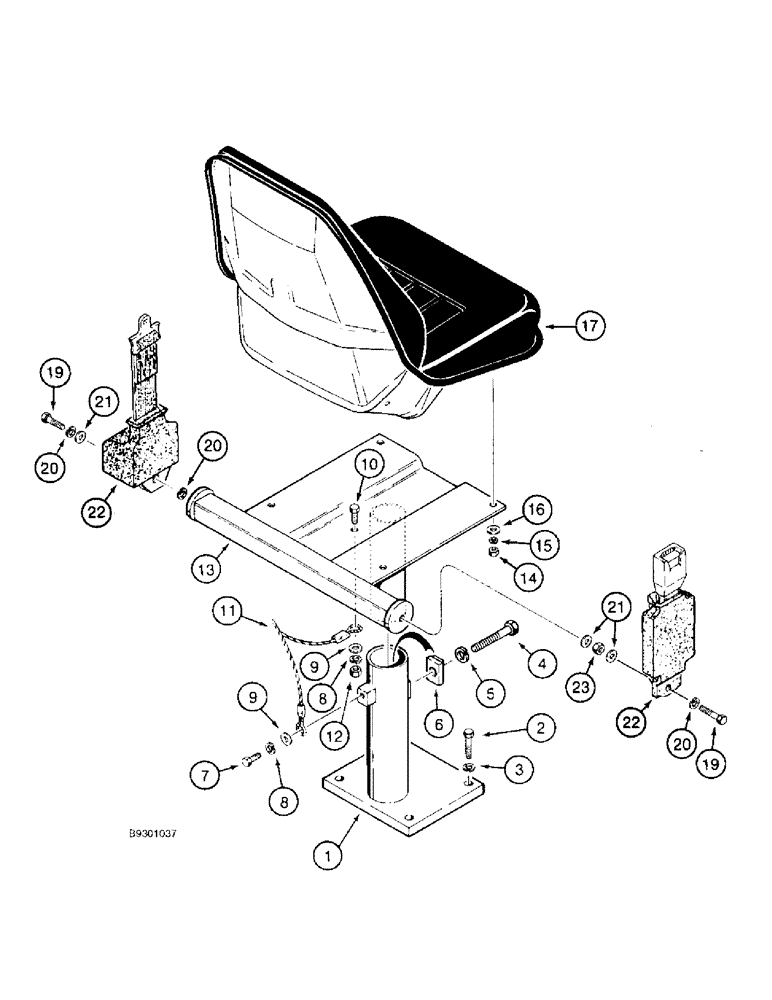 Схема запчастей Case 821B - (9-042) - SEAT AND MOUNTING PARTS, NON-SUSPENSION SEAT, SEAT MOUNTING, (09) - CHASSIS/ATTACHMENTS