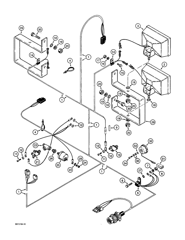 Схема запчастей Case W36 - (4-120) - FRONT HARNESS - LAMPS AND SWITCHES, P.I.N. 9156438 AND AFTER (04) - ELECTRICAL SYSTEMS