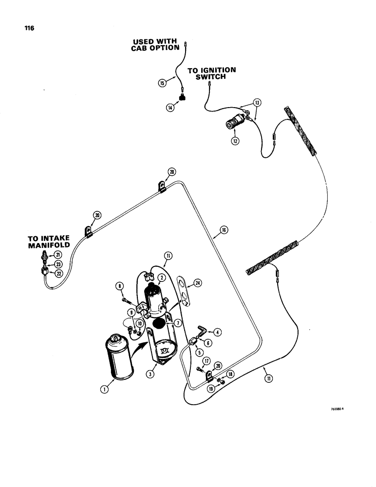 Схема запчастей Case W24B - (116) - COLD START SYSTEM (04) - ELECTRICAL SYSTEMS