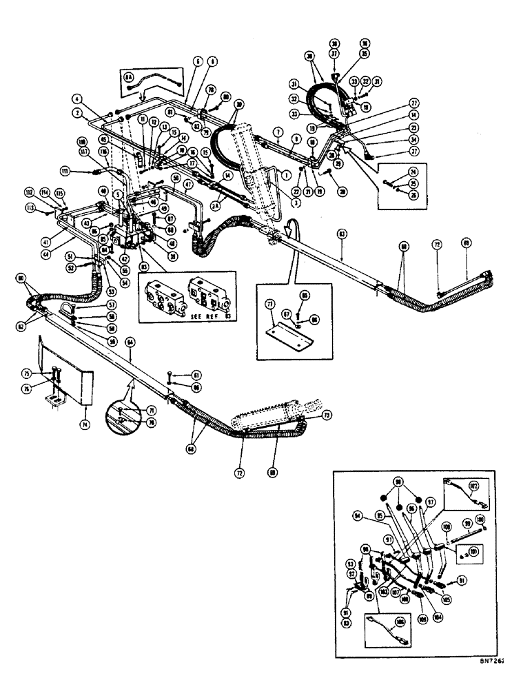 Схема запчастей Case 1000 - (224) - HYDRAULIC CROWN TILT BULLDOZER HYDRAULICS (05) - UPPERSTRUCTURE CHASSIS