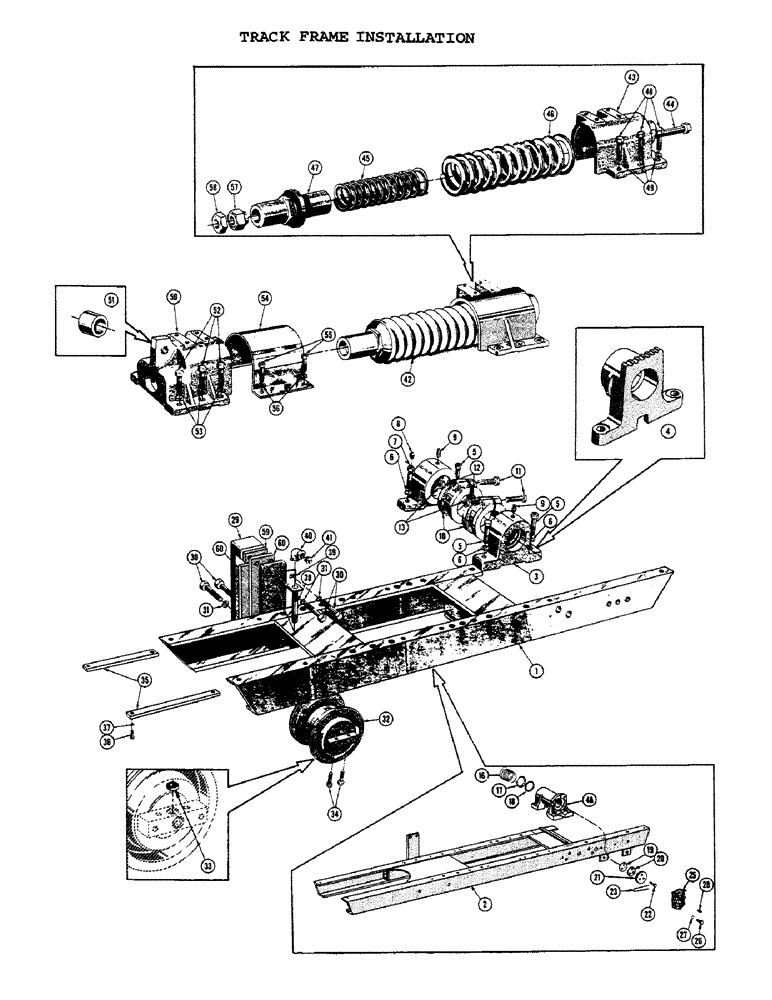 Схема запчастей Case 1000C - (142) - TRACK FRAME INSTALLATION, FOR STANDARD OR LOADER TRACTOR (04) - UNDERCARRIAGE