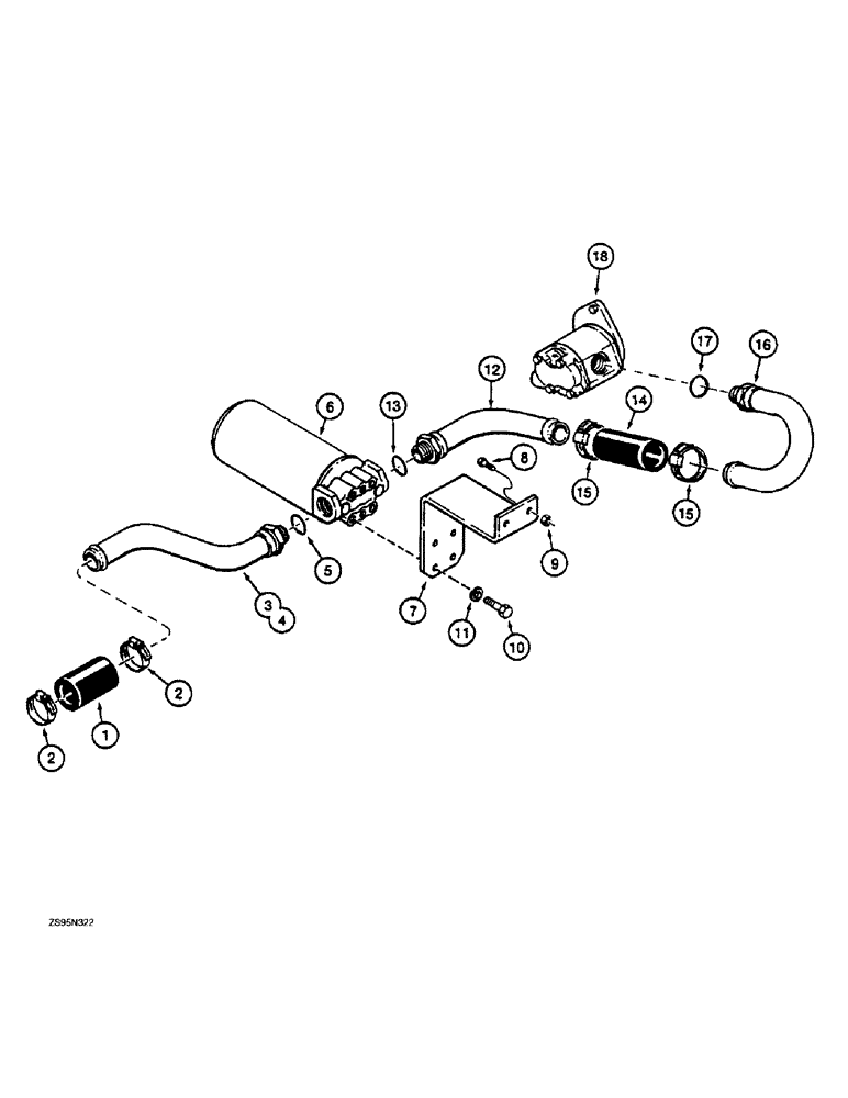 Схема запчастей Case 1155E - (6-50) - TRANSMISSION HYDRAULIC CIRCUIT, TRANSMISSION TO CHARGING PUMP SUCTION LINE (06) - POWER TRAIN