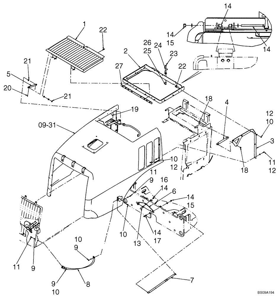 Схема запчастей Case 521E - (09-32) - HOOD - MOUNTING (09) - CHASSIS