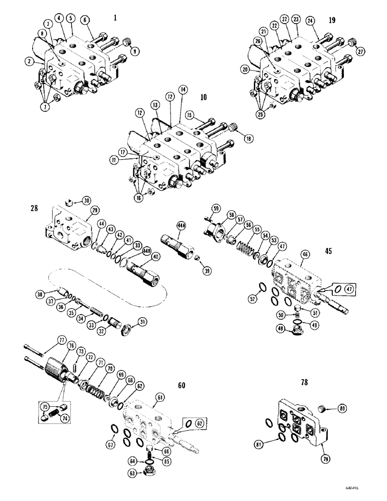 Схема запчастей Case 1000D - (316) - EQUIPMENT CONTROL VALVES AND VALVE SECTIONS, USED FROM TRAC. SN. 7104145 & UP TO TRAC. SN 7104771 (07) - HYDRAULIC SYSTEM