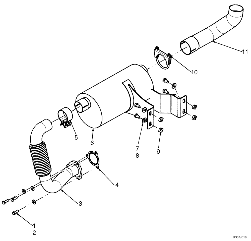 Схема запчастей Case 430 - (02-03) - EXHAUST SYSTEM (02) - ENGINE