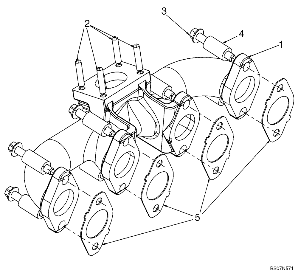 Схема запчастей Case 521E - (02-38) - EXHAUST MANIFOLD (02) - ENGINE