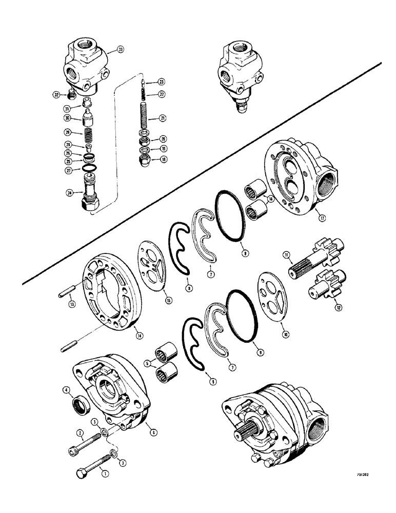 Схема запчастей Case 33 - (210) - D52271 HYDRAULIC PUMP, USED WITH 3 POINT HITCH NON LOADER MODELS ONLY 