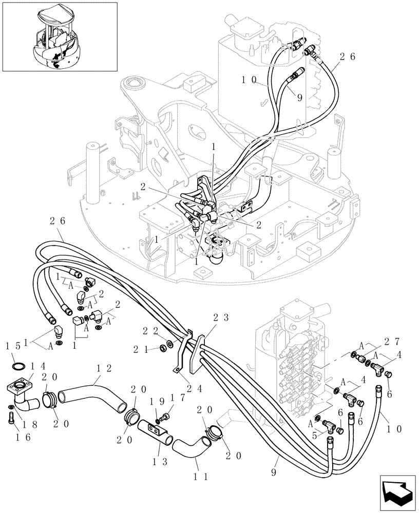 Схема запчастей Case CX22B - (1.050[03]) - PUMP HYD LINES (35) - HYDRAULIC SYSTEMS