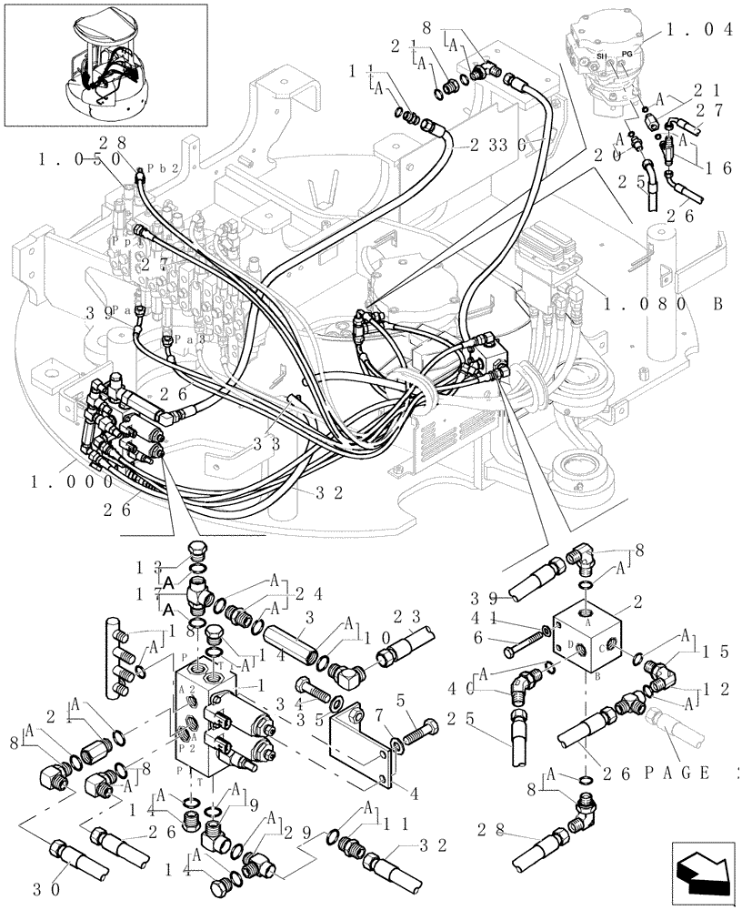 Схема запчастей Case CX31B - (5.0088[01]) - CONTROL LINES VALVE (SAFETY VALVE) - 747936070, 747936080 (35) - HYDRAULIC SYSTEMS