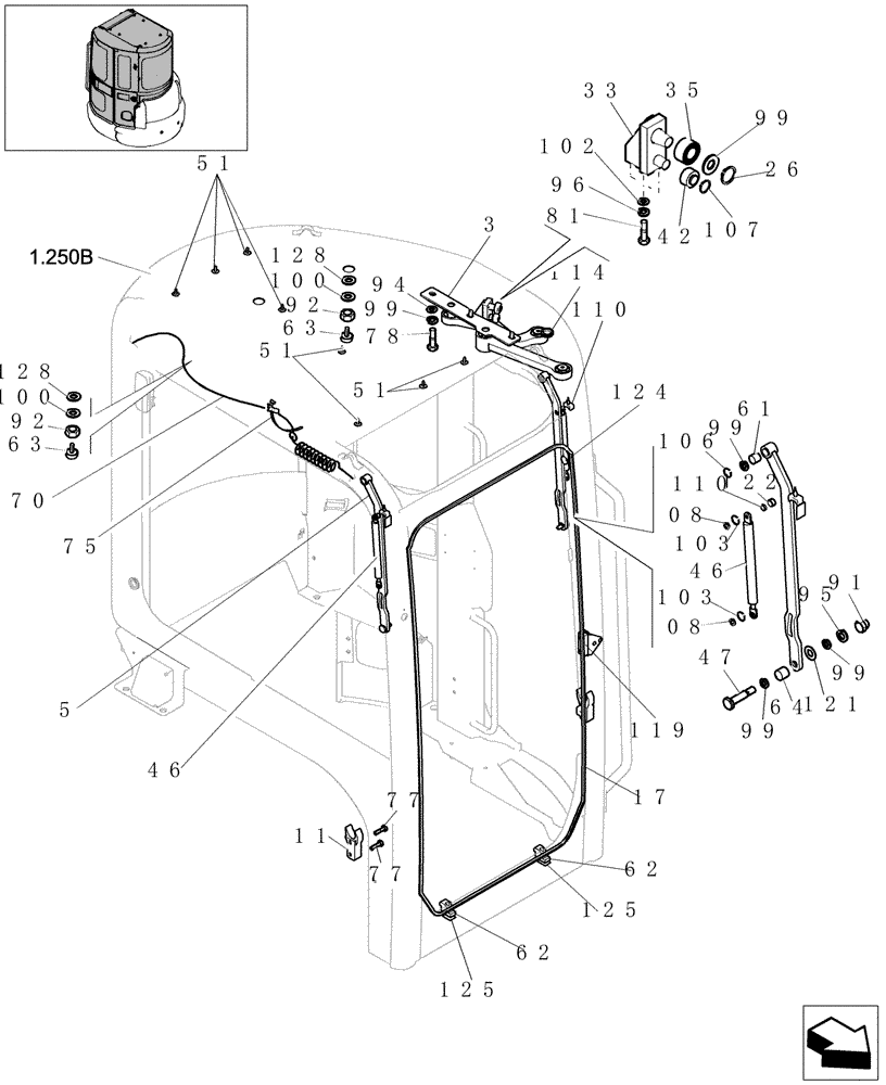 Схема запчастей Case CX27B - (1.250B[04]) - CAB (01) - Section 1