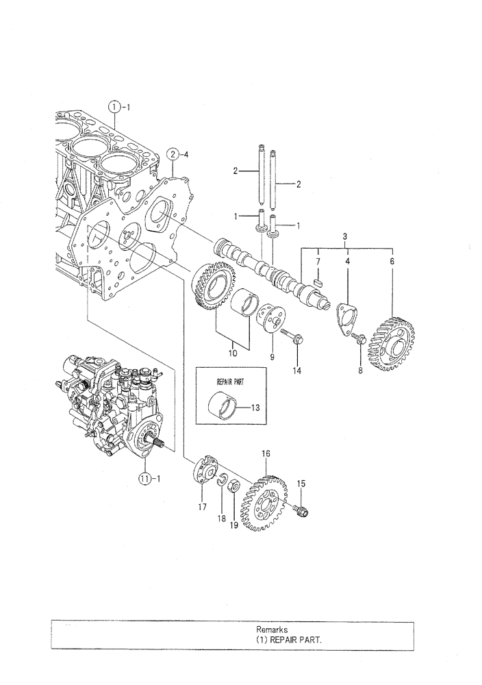 Схема запчастей Case CX36B - (08-007) - CAMSHAFT & DRIVING GEAR ENGINE COMPONENTS