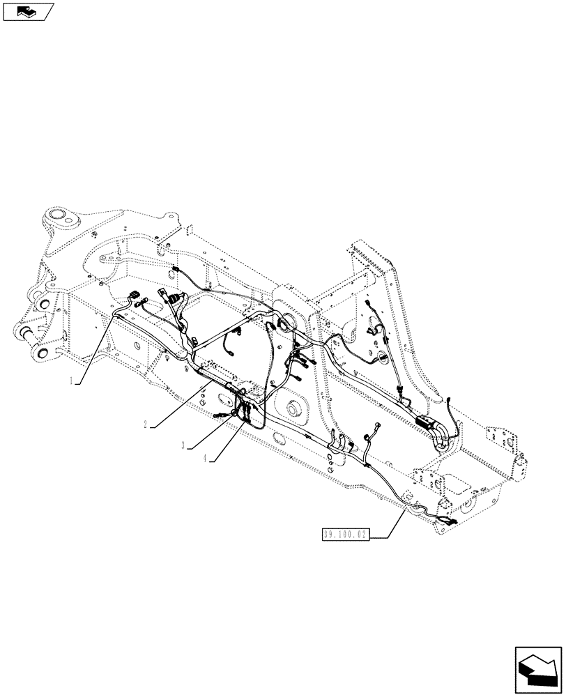 Схема запчастей Case 590SN - (55.101.02) - VAR - 423059 - HARNESS, INSTALL - CHASSIS (55) - ELECTRICAL SYSTEMS