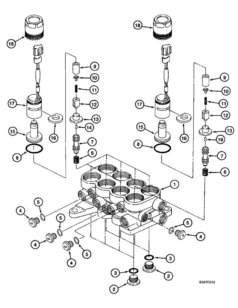 Схема запчастей Case 9045B - (8-110) - PILOT CONTROL SOLENOID VALVE (08) - HYDRAULICS