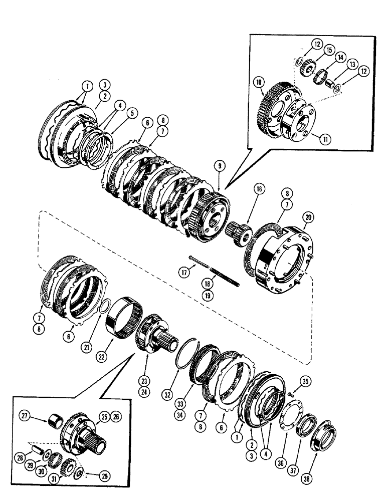 Схема запчастей Case W10 - (082) - FORWARD - REVERSE PLANETARY CLUTCH (06) - POWER TRAIN