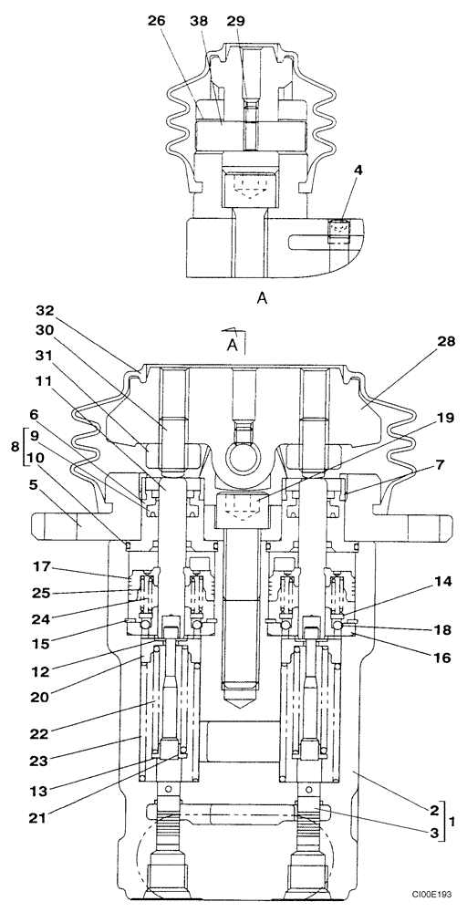 Схема запчастей Case CX240BLR - (08-076) - VALVE, CONTROL - TRAVEL (08) - HYDRAULICS