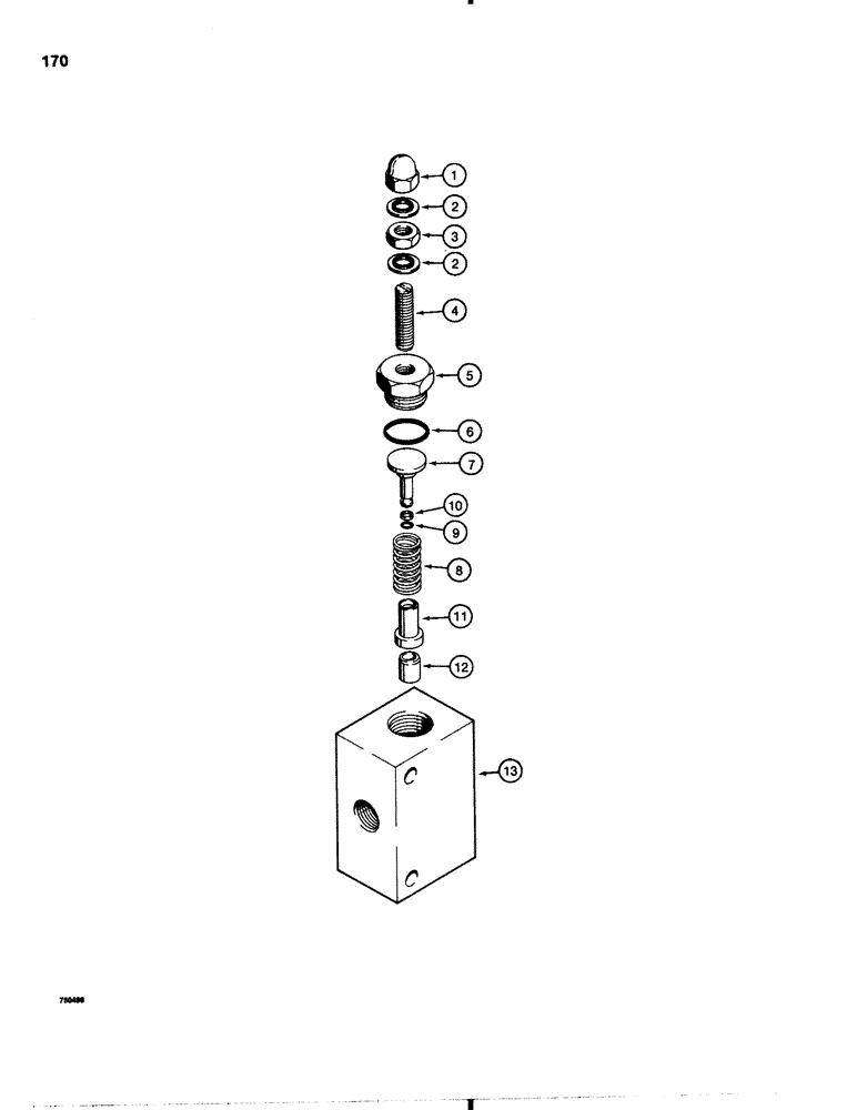 Схема запчастей Case 1845B - (170) - D64493 RELIEF VALVE (08) - HYDRAULICS