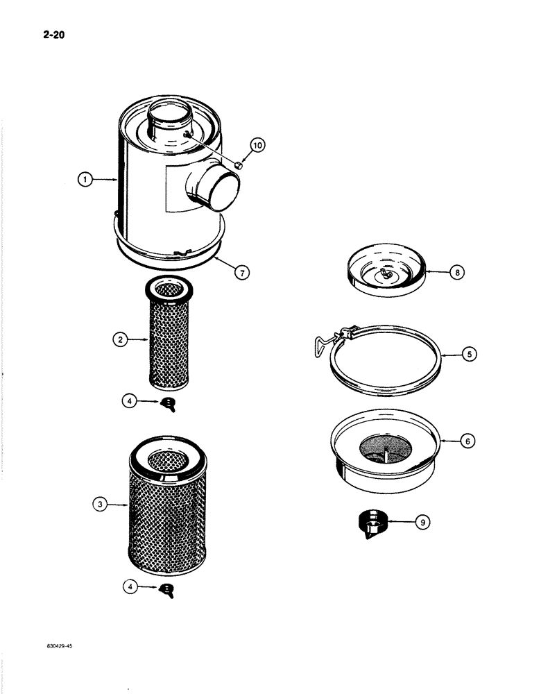 Схема запчастей Case 1080B - (2-20) - AIR CLEANER (02) - ENGINE