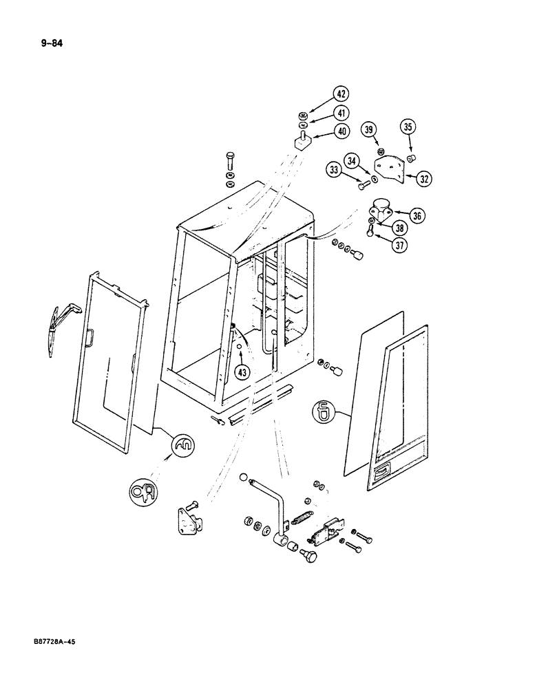 Схема запчастей Case 125B - (9-084) - CAB, CAB FRAME AND RELATED PARTS, P.I.N. 74251 THORUGH 74963, 21801 THROUGH 21806 (09) - CHASSIS