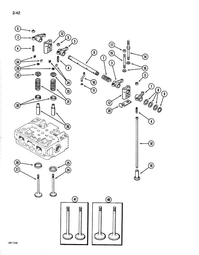 Схема запчастей Case 1187B - (2-42) - VALVE MECHANISM, 504BDT ENGINE (02) - ENGINE