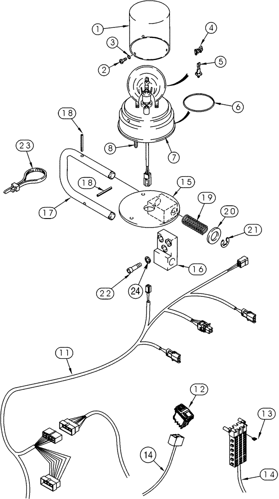 Схема запчастей Case 521D - (04-28) - BEACON ASSY, ROTATING - MOUNTING (04) - ELECTRICAL SYSTEMS