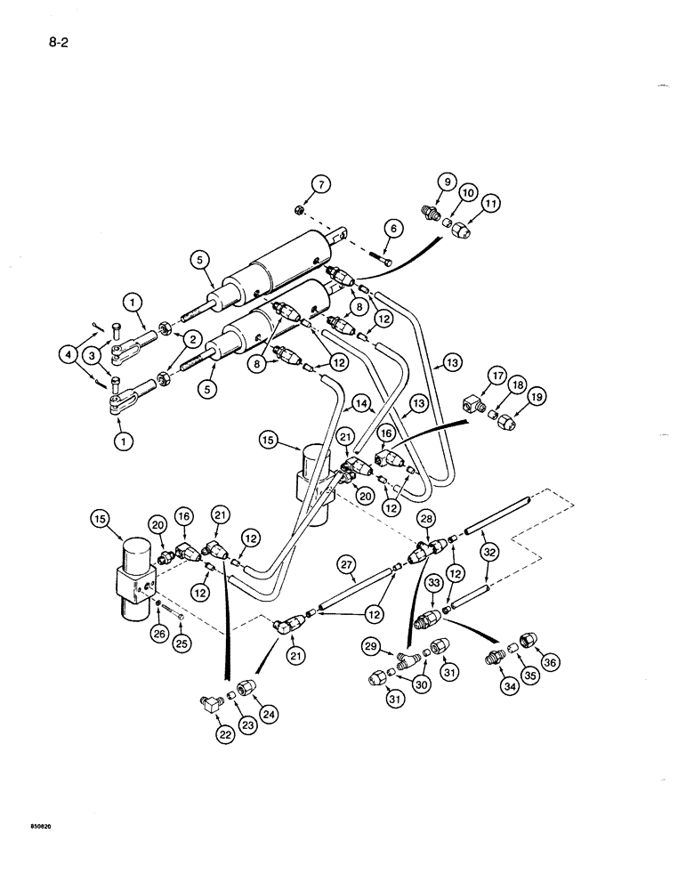 Схема запчастей Case 1085B - (8-002) - OUTRIGGER AIR CONTROLS (08) - HYDRAULICS