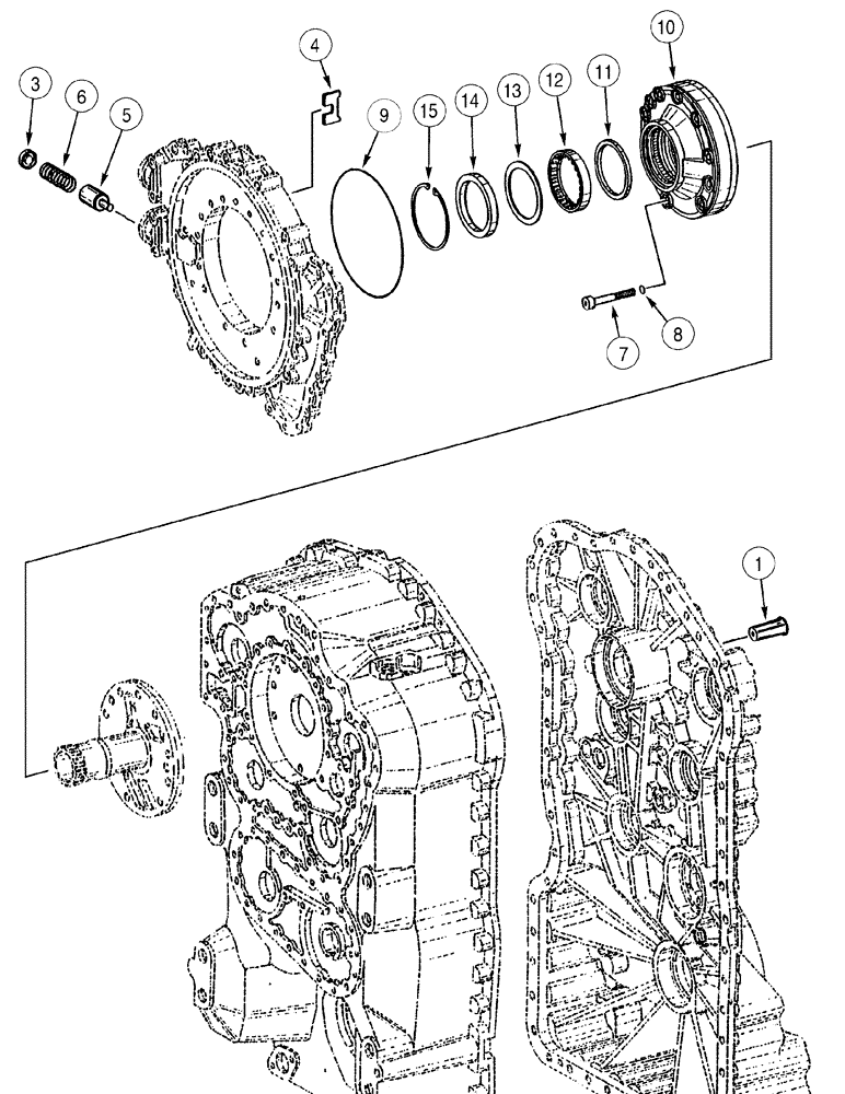 Схема запчастей Case 521D - (06-19) - TRANSMISSION - VALVE, REGULATOR AND OIL PUMP (06) - POWER TRAIN