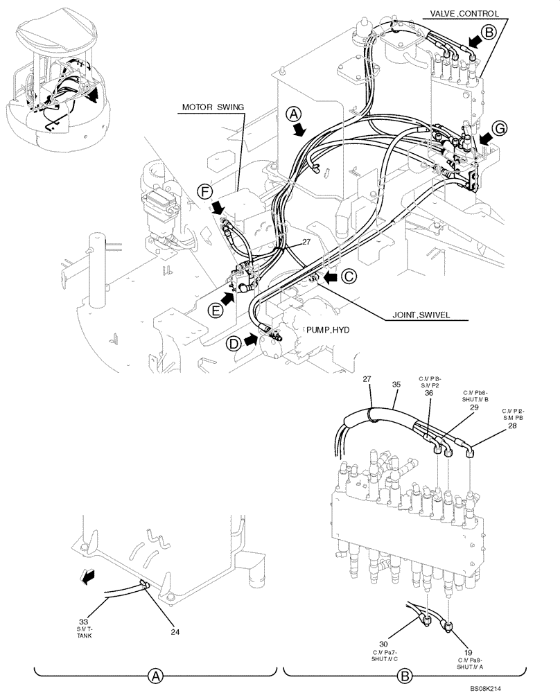 Схема запчастей Case CX50B - (05-004) - CONTROL LINES, REMOTE (WITH A PUMP Z PORT) (PY64H00061F1) OPTIONAL PARTS