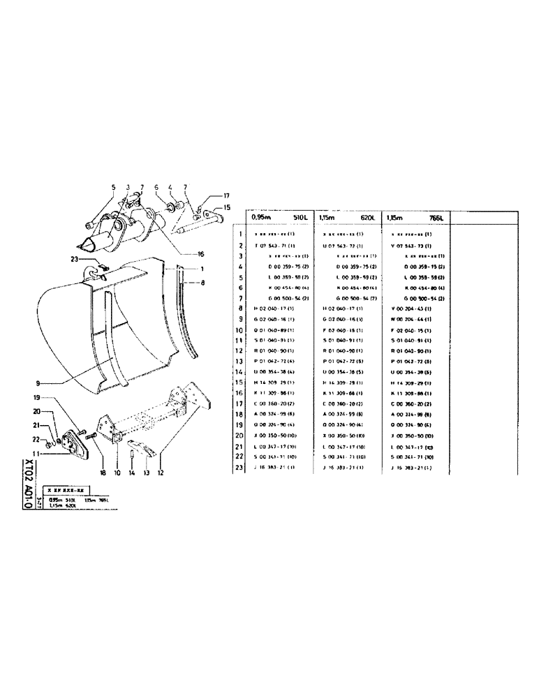 Схема запчастей Case 75P - (199[1]) - 0,9M, 510L (19) - BUCKETS