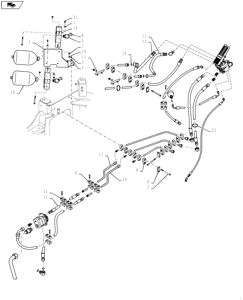 Схема запчастей Case 921F - (33.202.06) - MAIN BRAKE ACCUMULATOR HYDRAULICS (33) - BRAKES & CONTROLS