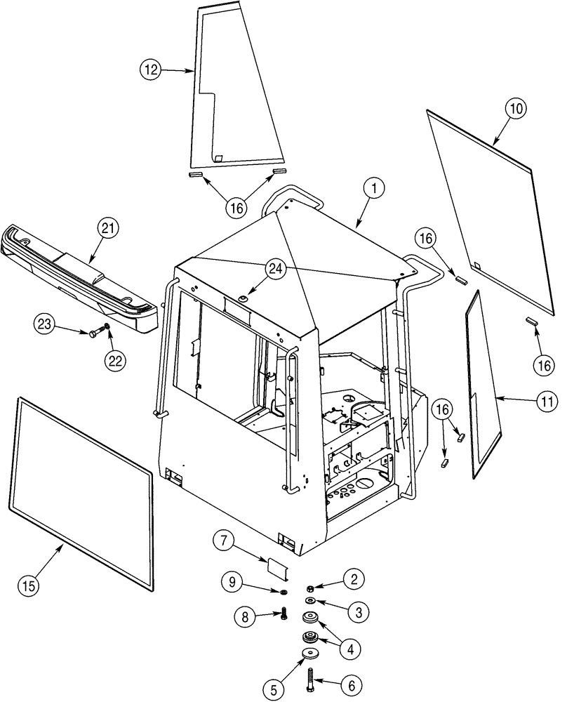 Схема запчастей Case 521D - (09-32) - CAB - MOUNTING AND GLASS (09) - CHASSIS