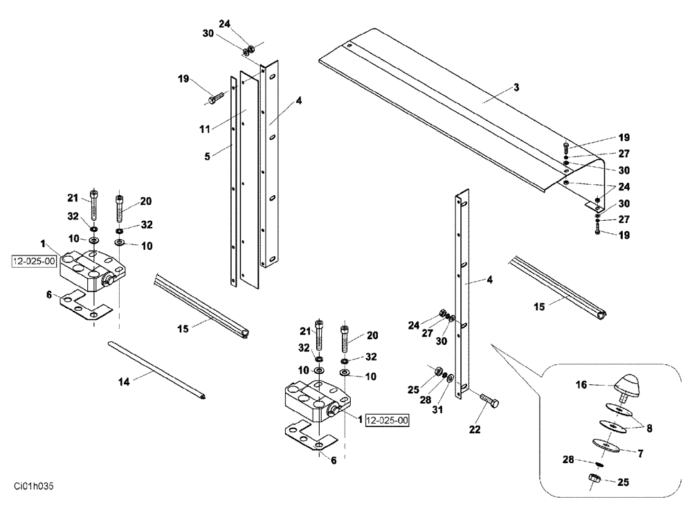 Схема запчастей Case SV223 - (12-024-00[01]) - ENGINE COVER (12) - Chassis/Attachments