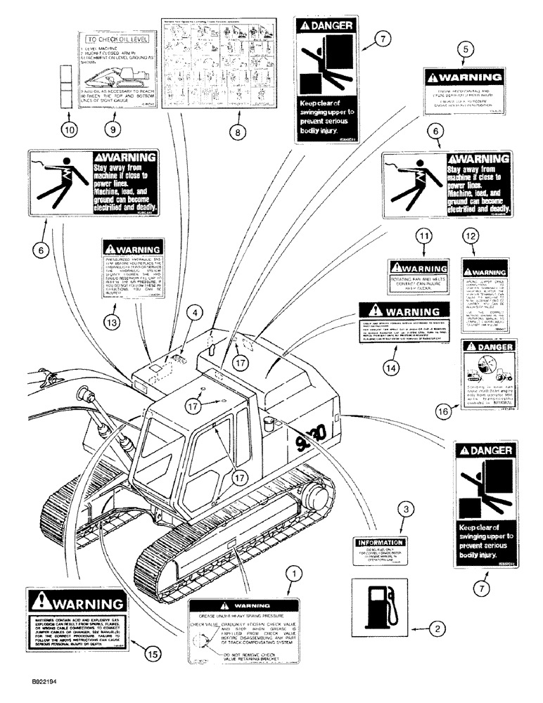 Схема запчастей Case 9030 - (9-62) - DECALS - ENGLISH LANGUAGE, WARNING, DANGER, AND MISCELLANOUS (09) - CHASSIS