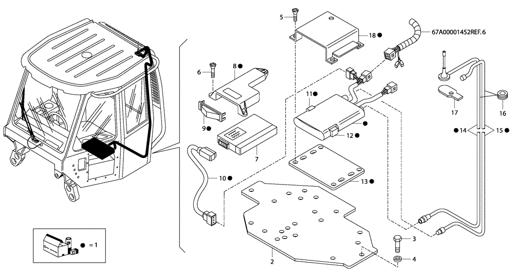 Схема запчастей Case 335 - (67A00001486[001]) - VARIOUS ELECTRICAL EQUIPMENTS (55) - ELECTRICAL SYSTEMS