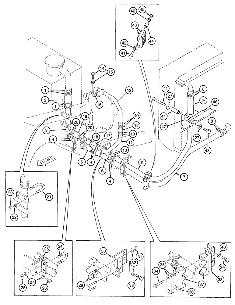 Схема запчастей Case 9050 - (8-12) - BASIC HYDRAULIC CIRCUIT, COOLING SYSTEM (08) - HYDRAULICS