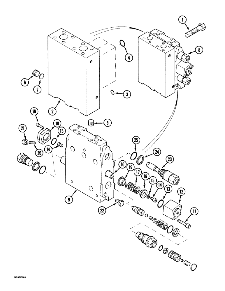 Схема запчастей Case 888 - (8E-14) - CONTROL VALVE, USED WITH HYDRAULIC HAMMER (08) - HYDRAULICS