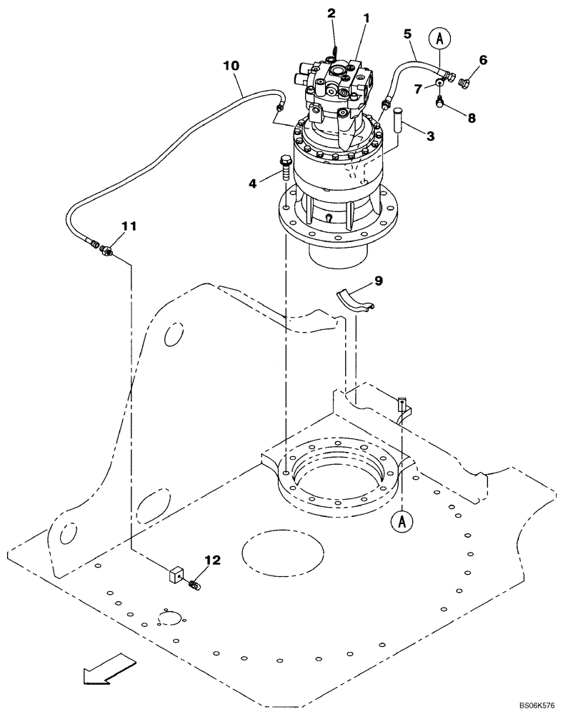 Схема запчастей Case CX210B - (08-52) - MOUNTING - SWING MOTOR (08) - HYDRAULICS