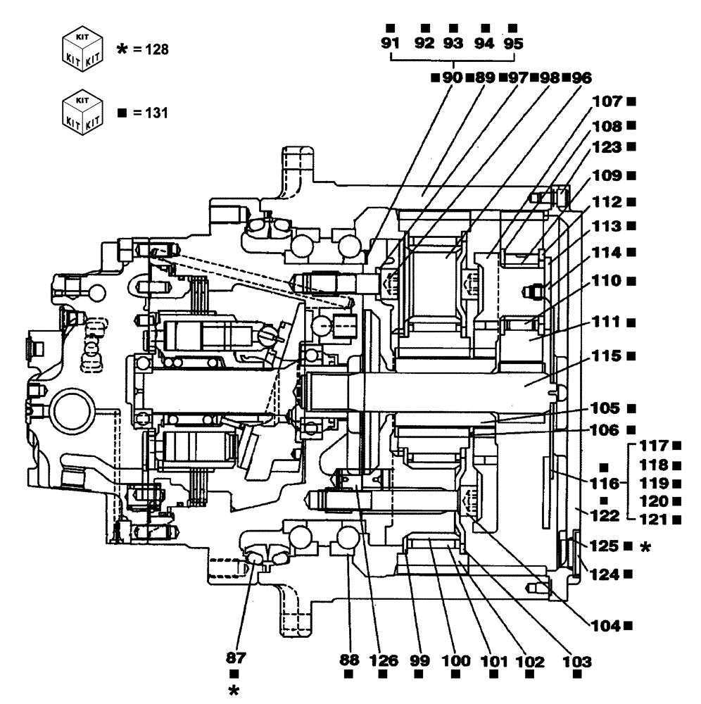 Схема запчастей Case CX250C - (08-054[00]) - TRAVEL REDUCTION GEAR (08) - HYDRAULICS