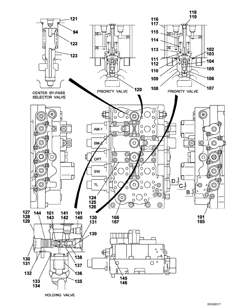 Схема запчастей Case CX700 - (08-204-00[01]) - CONTROL VALVE (08) - HYDRAULICS