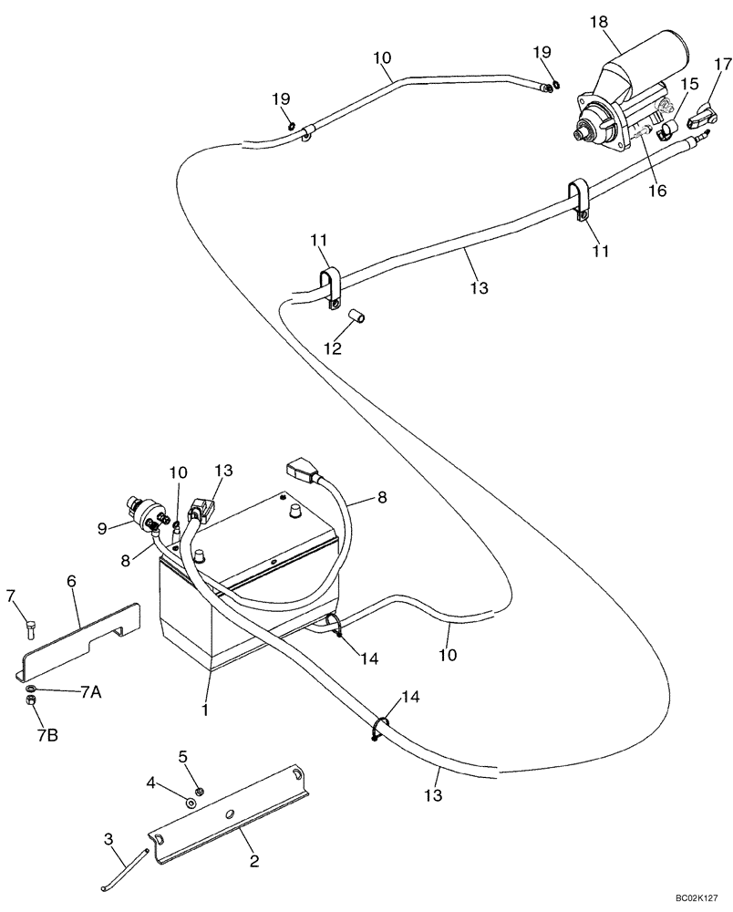 Схема запчастей Case 850K - (04-05) - BATTERY, SINGLE - CABLES (04) - ELECTRICAL SYSTEMS